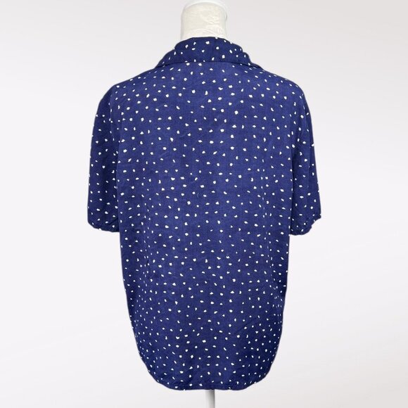 Vintage California Krush Navy Polka Dot Button Front Blouse Medium - Picture 5 of 8